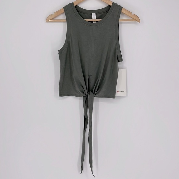 Lululemon Time To Restore Tie Back Wrap Tank Grey Sage Size 2 New with tags! - Picture 1 of 13